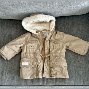 Baby Gap Khaki Cargo Utility Jacket with Hood, Fully Lined